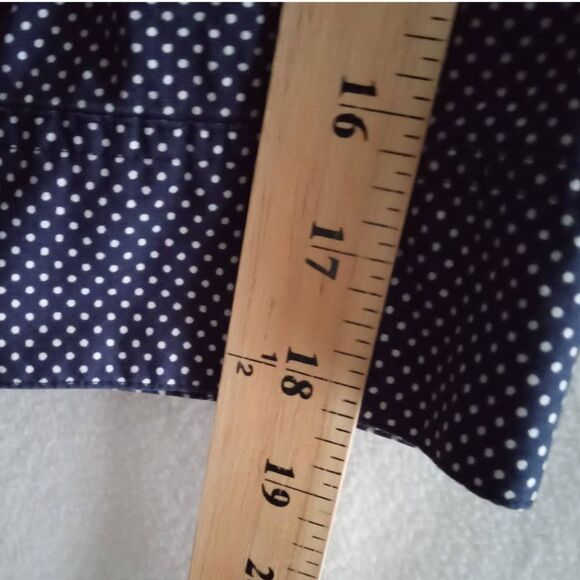 Liz & Company Polka Dot Button Down Shirt Women Large Blue White Dots Stretch - Picture 8 of 10